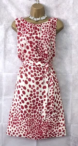 UNTOLD Belted Shift Dress Sz 16 Beige Red Polka Dot Print Summer Occasion Party - Picture 1 of 14