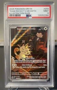 Pokémon DRI EN Team Rocket's Meowth Illustration Rare 203/182- PSA 9 Mint - Picture 1 of 2