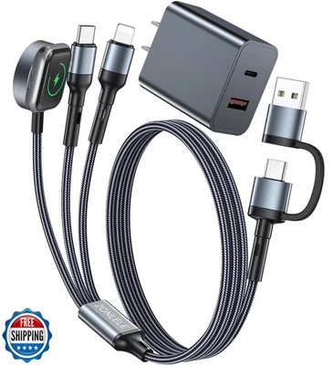 5FT Fast Charging USB C Cable for iPhone and Apple Watch Upgraded 3 in 2 Mult - Image 1 of 4