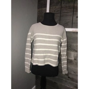 Volcom gray and white striped crop top sweater women's size extra small - Picture 1 of 5