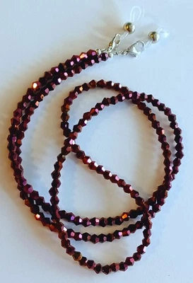 NEW! EYEGLASS CHAIN 27" METALLIC MAGENTA Beaded Holder Strap Reading Glasses - Image 1 of 4