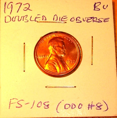1972 Doubled Die Obv # 8 (FS-108) Lincoln Cent - BU - EDS - I-4 - FREE SHIPPING - Image 1 of 4