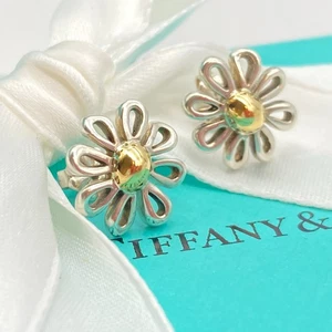Orecchini Tiffany & Co. fiore margherita oro argento Paloma Picasso 4,1 g - Foto 1 di 15