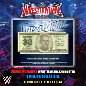 Billete de 1 millón de dólares WWE Shane McMahon WrestleMania 32 montado edición limitada - Imagen 1 de 3