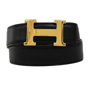 Cinturón HERMES H Logo Constance Hebilla Reversible Cuero Negro Marrón 82RF277 - Imagen 1 de 11