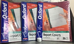15 New Oxford Clear Front Report Cover 3 Fasteners Letter 1/2" Capacity Blue Red - Picture 1 of 6