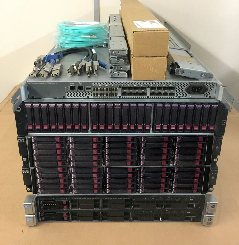 HP DL360p Gen8 HP P2000 G3 Server SAN Cluster 22.2TB 32Cores 64Threads 256GB RAM - Image 1 of 3