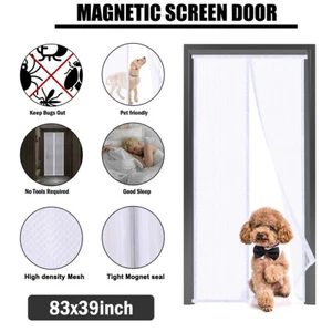 Heavy Duty Magnetic Screen Door Hands-Free Mosquito Mesh Anti Bugs Fly Curtain - Picture 1 of 18