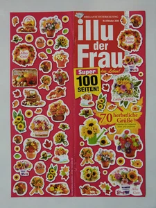 1 gr. Aufkleber-Bogen 70 Herbst Grüße Blumen Kürbis Blätter Laub von Zeitschrift - Bild 1 von 1