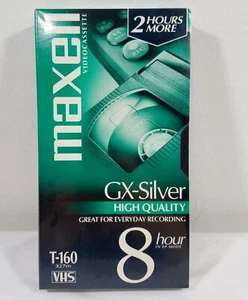 Maxell GX-SILVER hochwertiges VHS T-160 8 Stunden Videoband neu aus altem Lagerbestand werkseitig versiegelt - Bild 1 von 3