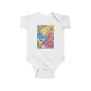 Playful Shark & Friend Baby Bodysuit, Cute Infant Outfit, Gift for New Parents, - Picture 1 of 19
