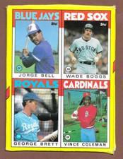 1986 Topps Wax Box Bottom Error/Miscut A-D Wade Boggs George Brett #3591