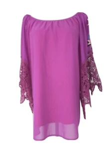 VAVA by Joy Han USA Blouse Sz S Peasant Tunic Boho Festival Embroidery Fuchsia  - Picture 1 of 8