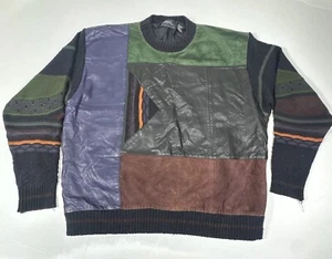Vintage SAXONY Genuine Leather Sweater Mens 4XB Big HipHop 80s 90s 3D - Picture 1 of 9