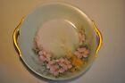 Vintage Paul Muller Selb Plate Cake Plate Pink Floral Pretty Gold Handles