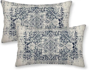 Boho Lumbar Pillow Covers 12X20 Set of 2, Ethnic Design Decorative Throw Pillows - Picture 1 of 6