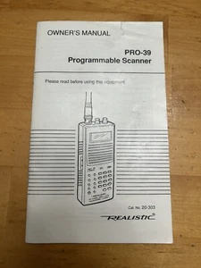 Realistic PRO-39 Programmable Scanner Owner's Manual Original OEM Hyperscan - Picture 1 of 4