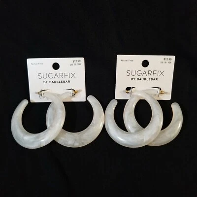 2 Pair Sugarfix Nickel Free Hoop Resin Bend Earring Set Brand New with Tags. - Image 1 of 4