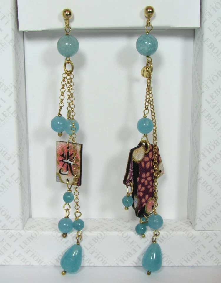 Orecchini Kimono Ciuffo Lungo Celeste Sfumato - Immagine 1 di 1