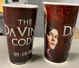 DaVinci Code Tom Hanks Tautou Marrón Película Palomitas de Maíz/Cubo de Soda Taza Teatro (2) - Imagen 1 de 3