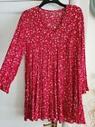 Red Shein Short Dress Or Long Top Size Large Fits 16