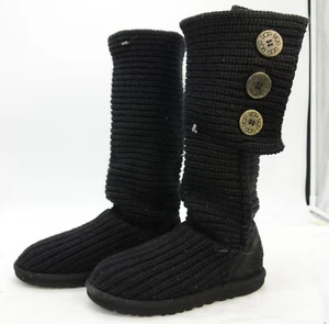 UGG Australia Clásico Cardy Tejido Suéter Alto Negro Invierno Botas Mujer Talla 5 - Imagen 1 de 4