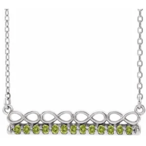Collar de 16" con barra de peridoto natural inspirado en el infinito - Imagen 1 de 2