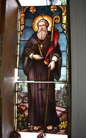 Older German Stained Glass Window of St. Matthew The Apostle (R37) chalice co Cover