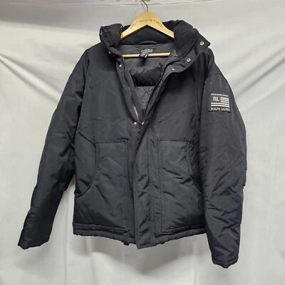 De Colección Polo Jeans Co Ralph Lauren Chaqueta Negra Abajo Manga Abombada Bandera Logo Talla M Foto 1 de 4