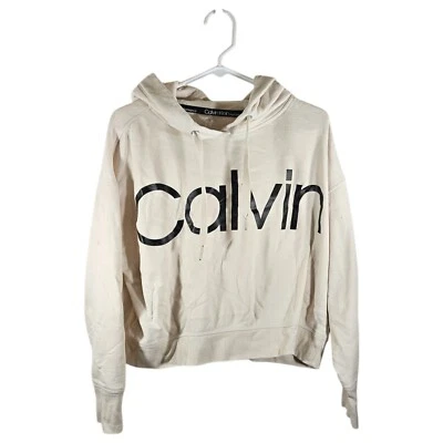 Sudadera con Capucha Calvin Klein Performance Recortada Beige Mujer M Manga Larga Logo Foto 1 de 4