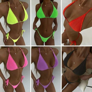 Set bikini sexy donna stringato legato costume da bagno fascia push up costume da bagno - Foto 1 di 19