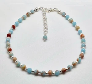 BLUE SHOUSHAN BEADED ANKLET BRACELET 9.5" + EXT 491 - Picture 1 of 2