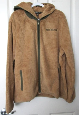 Chaqueta con capucha True Religion para hombre Sherpa en contraste con cremallera tostada y verde talla XL NUEVA Foto 1 de 4