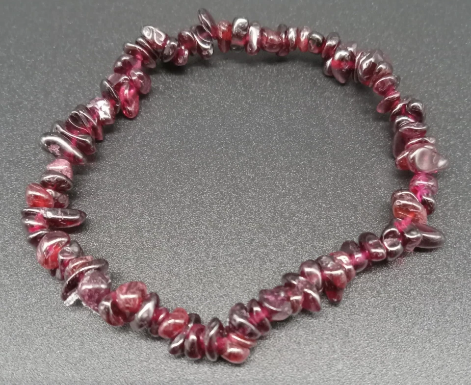 Red Garnet Stone Chip Stretchy Elastic Bracelets Handmade Superior Quality - Image 1 of 1