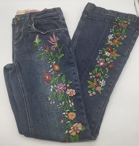 ZANA DI Jeans Juniors SZ 9 Embroidered Boho Hippie y2k vintage jeans Floral - Picture 1 of 15