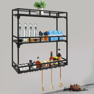 Decorative Wall Mounted Bottle Glass Holder Black Iron Wall-mounted Wine Rack - Image 1 of 4