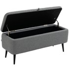 HOMCOM Storage Ottoman Bench, Linen Fabric Footstool with Steel Legs Grey