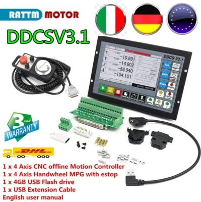 『IT』DDCSV3.1 4 Axis 500KHz Motion Offline Controller CNC Stand alone Control+MPG - Immagine 1 di 4