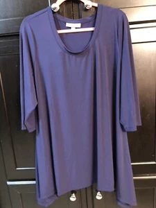 WOMAN WITHIN GRÖSSE 18/20 dunkelblau 3/4-ÄRMEL V-AUSSCHNITT TUNIKA OBERTEIL Bluse High Low - Bild 1 von 9