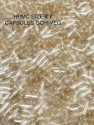 100 Empty Clear Capsules HPMC Size 4# Vegetarian Phramaceutical Grade 90mg-200mg • 5.81€
