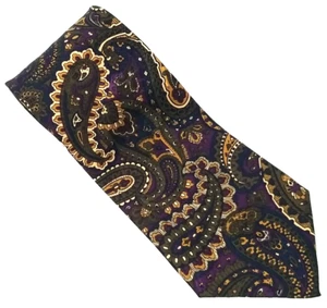 Vintage Roni B Originals 100 % Paisley Seide Krawatte lila gold Jacquard Korea - Bild 1 von 8