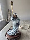 Vintage - Daruma Master Zen Buddhist Figure Blue Glazed 25cm Tall Lamp Base