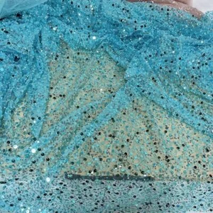 Heavy Embroidery Beaded 2 Styles Beads Sequins Bridal Lace Fabric 51” Wide 1Yard - Picture 1 of 18