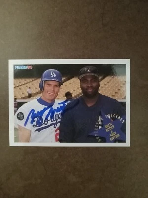Tony Gwynn 1994 Fleer #711 San Diego Padres Dodgers firmado automáticamente por Brett Butler Foto 1 de 3