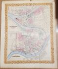 Handcolured  Steel Engraving  Map Of Cincinnati And Pittsburg By Colton 1855