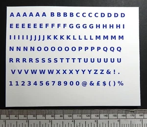 Transfer Letter & Number - Blue - Waterslide - 5 mm (3/16") - 128 Characters - Picture 1 of 3