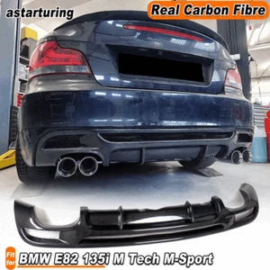 For BMW E82 135i 125i 128i M Tech Bumper 2007-13 REAL Carbon Rear Diffuser Quad - Picture 1 of 10