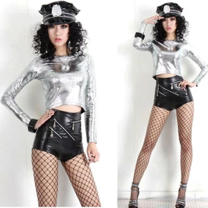 Damen schmale Slips Shorts Höschen Leder PU hochtaillierter Reißverschluss Jazz Dancewear sexy - Bild 1 von 14