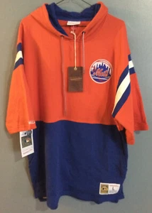 Mitchell & Ness Mens New York Mets Hoodie French Terry Short Sleeve Large Small - Picture 1 of 5