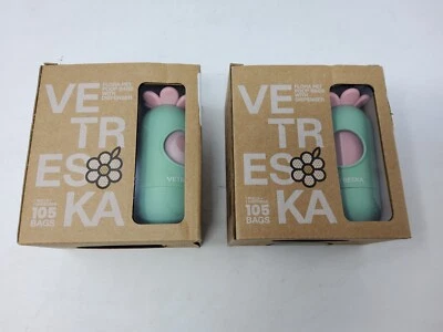 VETRESKA Dog Poop Bag Dispenser 105 Lavender Scented 9"x13" Pink/Green 2pk - Image 1 of 4